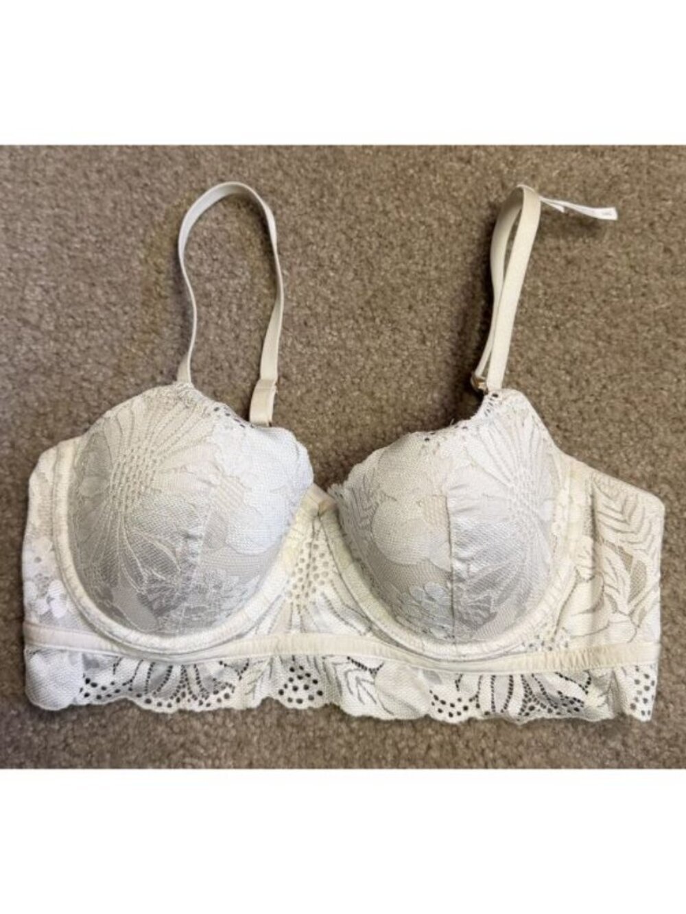 Arie Real Power Ivory Cream Lace Balconette Push Up Bra Size 34C NWT Underwire